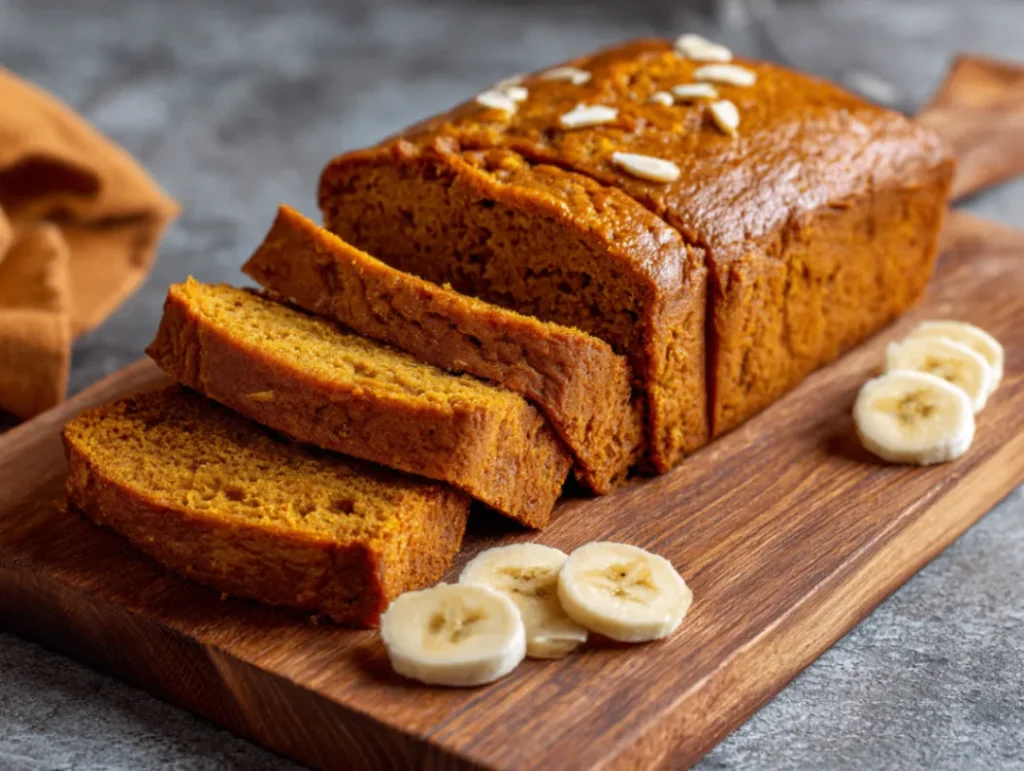 Pumpkin banana loaf your new fall favorite 3 Finished pumpkin banana loaf served and ready to enjoy