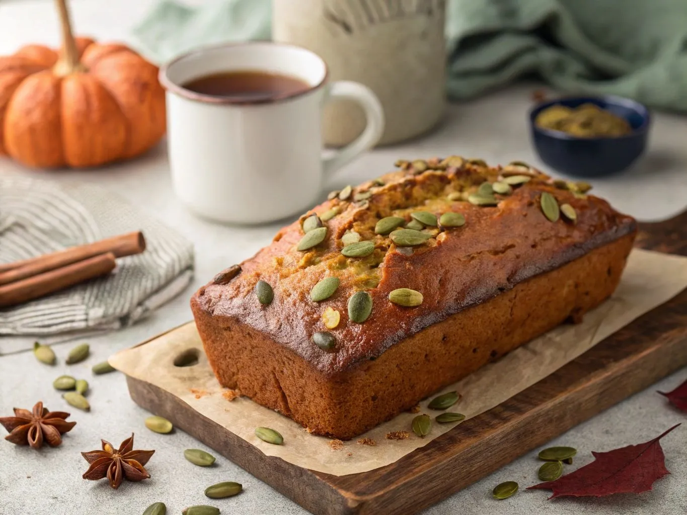 Pumpkin banana loaf your new fall favorite 1 A moist and flavorful pumpkin banana loaf, sliced to reveal its soft, spiced texture, perfect for autumn.