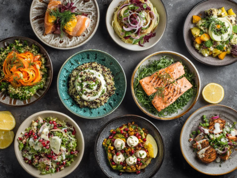 Easy lunch ideas - 10 no-fuss recipes displayed on colorful plates