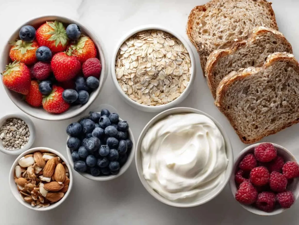 Nutritious Breakfast Ideas: 10 Easy Protein-Packed 2 Ingredients for nutritious breakfast ideas laid out on kitchen counter