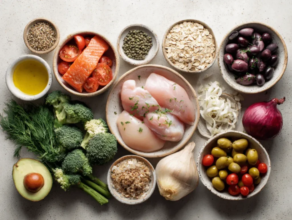 Healthy Dinners: 7 Easy Recipes Under 30 Minutes 2 Ingredients for healthy dinners laid out on kitchen counter