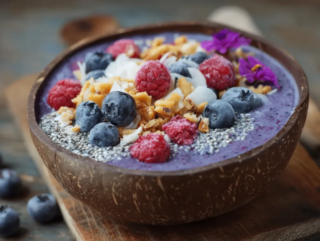 Healthy Body for Women: 7 Amazing Benefits of Smoothie Bowls 1 Woman in comfortable workout attire preparing natural ingredients and homemade wellness items alongside simple exercise equipment, surrounded by fresh produce, herbal remedies, and self-care products in a bright, peaceful home setting.