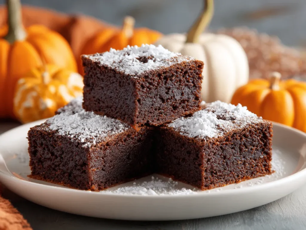  Finished pumpkin chocolate brownies served and ready to enjoy