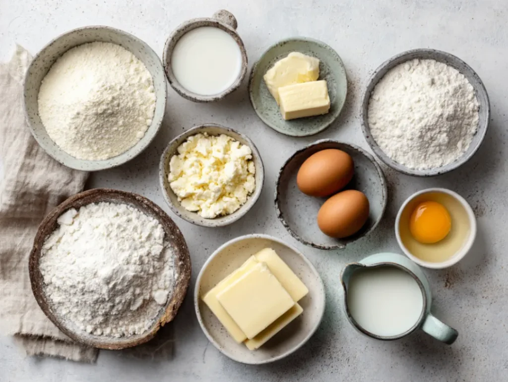 Best Cheese Bread: Amazing Homemade Recipe 2 Ingredients for cheese bread laid out on kitchen counter