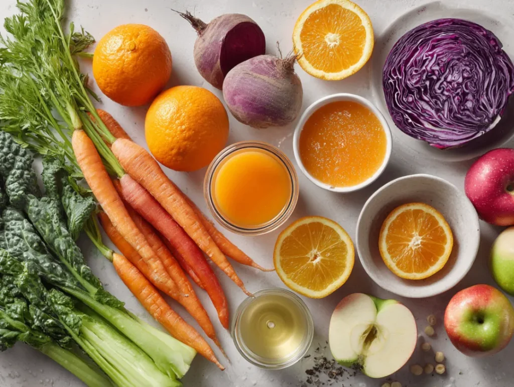 Fresh Juice: 8 Essential Recipes You Need Now 2 Ingredients for fresh juice recipes laid out on kitchen counter
