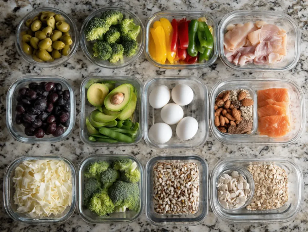 Easy Healthy Lunch Ideas for Work on the Go 2 Ingredients for easy healthy lunch ideas for work on the go laid out