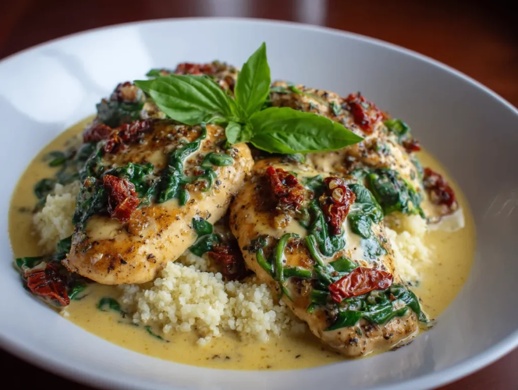 Healthy Tuscan Chicken: Easy 30-Minute Recipe 3 Finished healthy tuscan chicken served and ready to enjoy