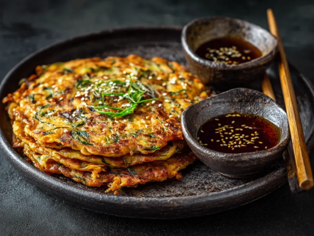 Kimchi Pancakes: How to Make Perfect Savory Pancakes 3 Finished Kimchi Pancakes served and ready to enjoy