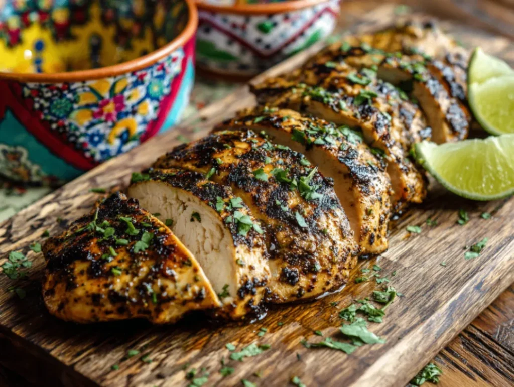 Finished Mexican grilled chicken served and ready to enjoy