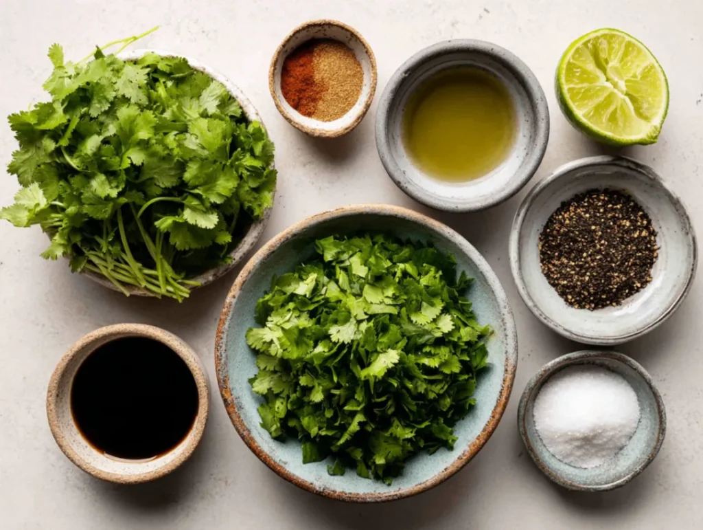 Ingredients for Mexican grilled chicken laid out on kitchen counter