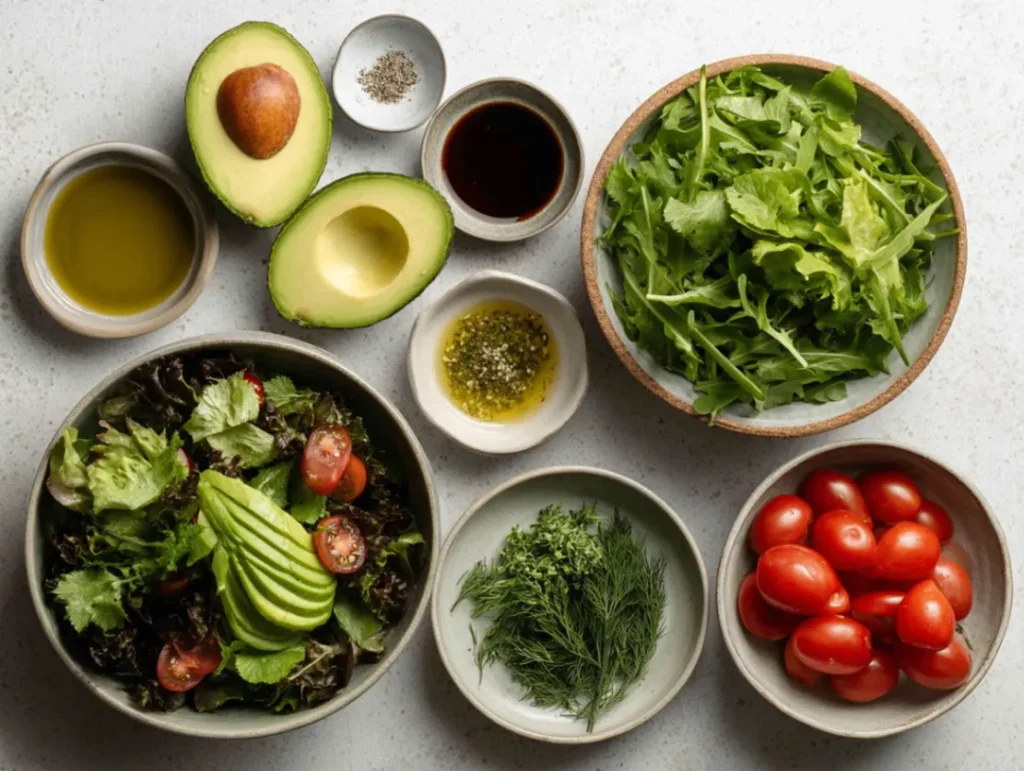 Avocado Salad: How to Make 7 Delicious Variations 2 Ingredients for avocado salad laid out on kitchen counter