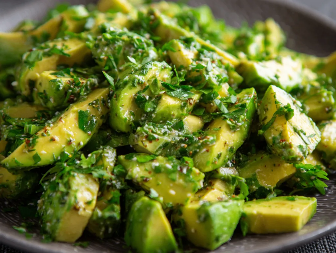 Avocado salad - fresh and colorful with mixed greens and vegetables