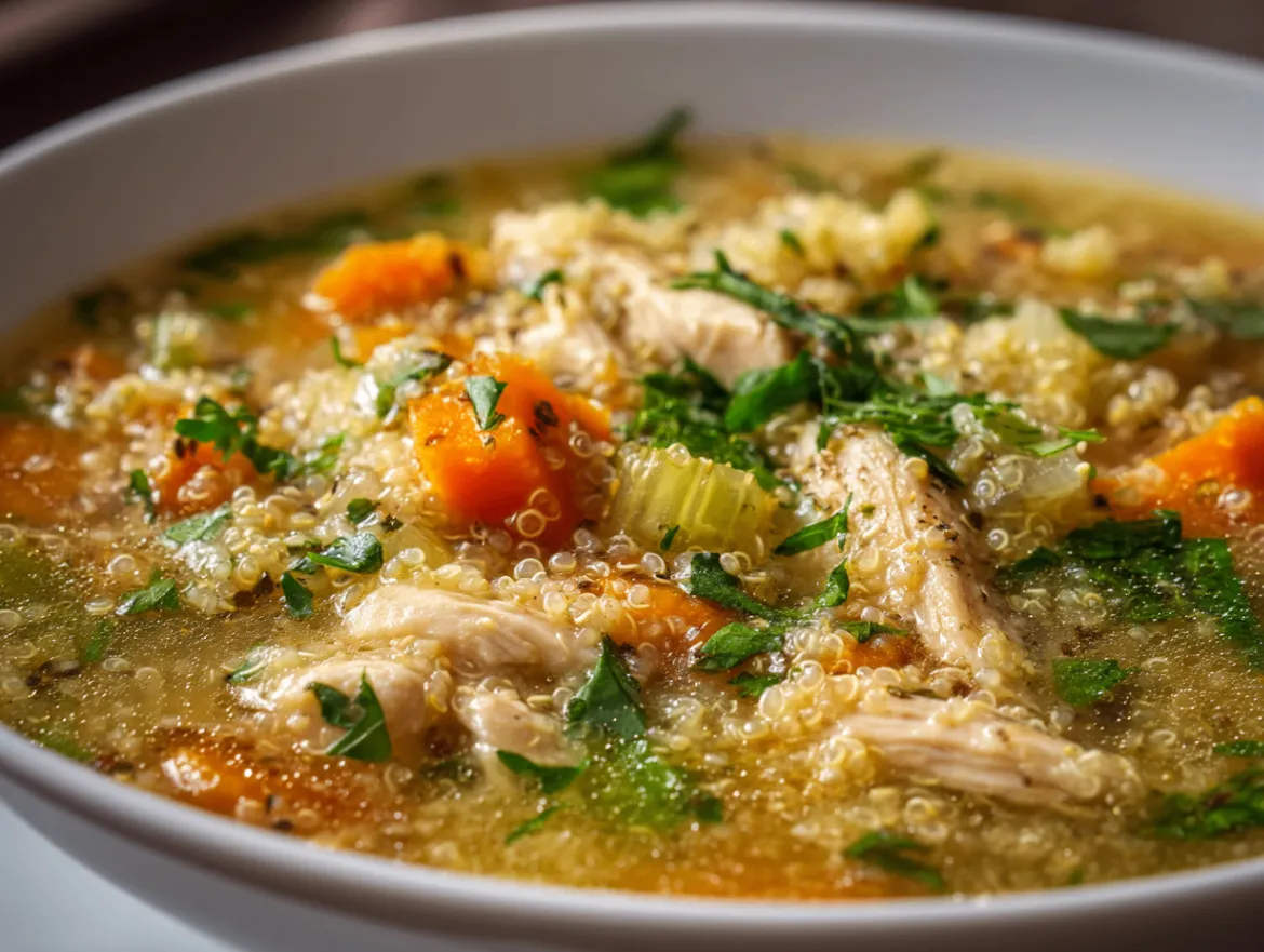 Chicken quinoa soup - homemade recipe with fresh ingredients