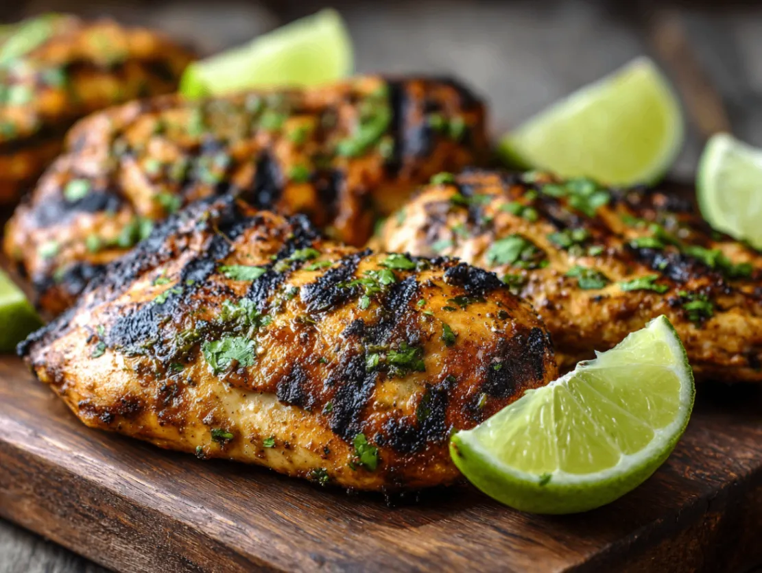 Mexican grilled chicken - homemade recipe with fresh cilantro and lime