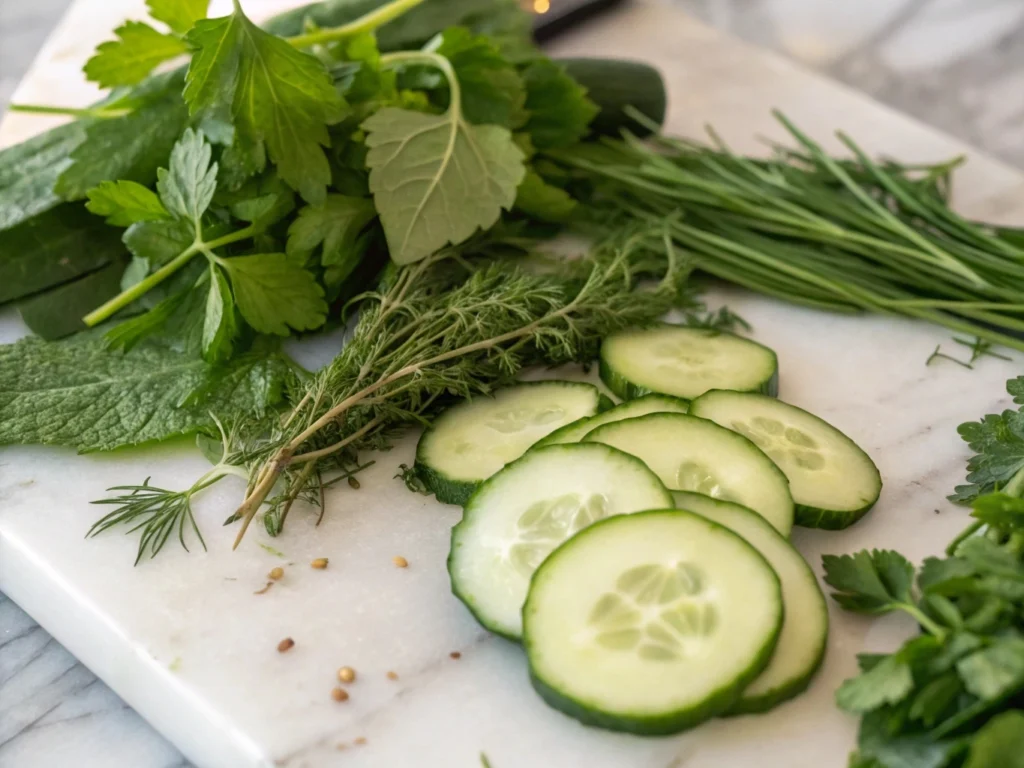 Cucumber Sandwiches: 5 Easy Steps to Perfect Tea Time Treats 2 Ingredients for homemade cucumber sandwiches laid out on marble counter